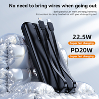 Batterie externe portable étanche de 20000 mAh avec charge rapide 22,5 W, affichage de la sortie 1A, idéale pour l'extérieur