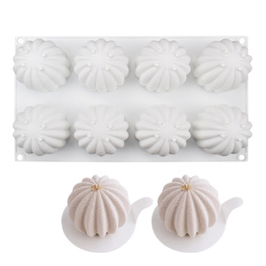 Moule à gâteau en mousse de cactus à 8 cavités, motif de boule rayée circulaire, moule en silicone de qualité alimentaire, appareils de cuisson au <span class=keywords><strong>chocolat</strong></span> B7-92 - Product Image 1