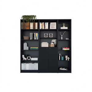 Set di 3 Librerie Nere dal Design Moderno e Minimalista, Mobili per Soggiorno in MDF, Scaffali in Legno con Scomparti per Arredamento Casa - Product Image 1