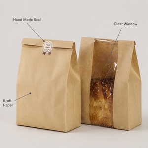 Sacs à pain en kraft personnalisés avec fenêtre, en papier résistant à l'huile, pour pain grillé, gardent le pain frais, compostables - Product Image 2