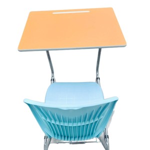 ชุดโต๊ะและเก้าอี้นักเรียน ขาโลหะ ท็อปพลาสติกสีส้ม เฟอร์นิเจอร์โรงเรียนปรับระดับได้ ดีไซน์ทันสมัย 70x50x87 ซม. - Product Image 5