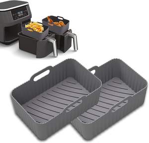 Revestimiento de silicona reutilizable para freidora de aire, rectangular, de grado alimenticio, antiadherente, resistente al calor, libre de BPA, para freidoras de aire de doble cesta - Product Image 1