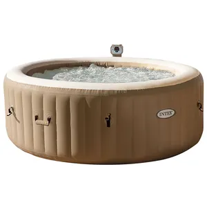 Intex 28426 piscina de spa inflável, massagem redonda portátil para famílias, spa, relaxamento ao ar livre, laminado pvc