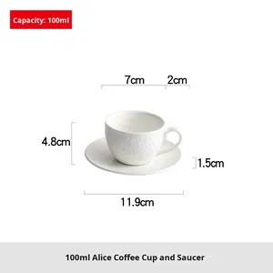 Taza de Porcelana de Alta Gama para Desayuno, Diseño Europeo Exquisito con Relieve, Taza de Café Clásica de Alta Estética en Color Blanco - Product Image 6