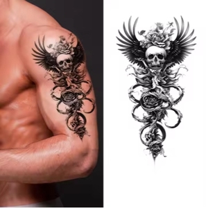 Pegatina <span class=keywords><strong>de</strong></span> tatuaje temporal personalizada para <span class=keywords><strong>hombre</strong></span>, negro, blanco, religioso, Calavera fresca, aplicación corporal, estilo Sexy, Material <span class=keywords><strong>de</strong></span> papel antisudor - Product Image 5