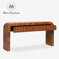 Table de contrôle d'entrée en bois de luxe, design contemporain de haute qualité pour salon, villa, couloir, porche, personnalisable