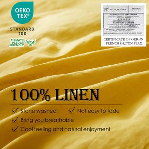 Juego de Ropa de Cama de <span class=keywords><strong>Lino</strong></span> <span class=keywords><strong>Francés</strong></span> 100% Natural de Alta Calidad, 3 Piezas, Color Sólido, con 2 Fundas de Almohada, OEM ODM - Product Image 4