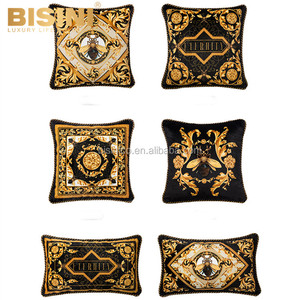 Cojines de respaldo para sala de estar, reposacabezas con borde de terciopelo corto, estilo francés Rococo, cuatro <span class=keywords><strong>abejas</strong></span>, diseño de hiedra arabesca dorada - Product Image 6