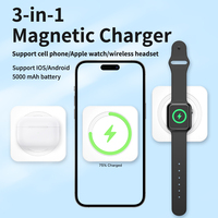 Banque d'alimentation sans fil magnétique en métal 3 en 1 pour iPhone Airpods IWatch Mini Charge rapide portable Batterie externe 5000mAh