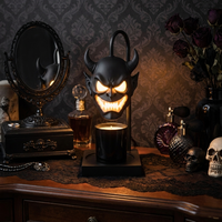 Lampe chauffe-cire sans flamme, motif visage de démon d'Halloween, sans danger pour les enfants et les animaux, avec minuterie 2-8h, veilleuse décorative