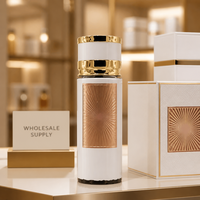 Flacon de parfum vide personnalisé en verre 250 ml, style arabe de luxe doré, atomiseur rechargeable en gros avec logo personnalisé