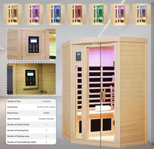 غرفة ساونا خشبية للساونا الكندية من 2-3 أشخاص تحت الحمراء البعيدة زاوية داخلية مخصصة - Product Image 5