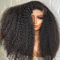 Perruques Frontale Lace HD Sans Colle Afro Kinky Bouclées en Cheveux Humains Brésiliens Pré-Épilées Wear and Go à Prix de Gros
