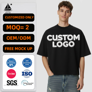 Camiseta de estilo urbano de 260GSM, sólida, de corte holgado y recto, de manga corta, lavada y desgastada, corta, para una figura masculina delgada o robusta - Product Image 1