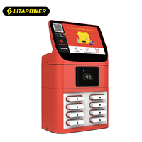 Borne de recharge publicitaire LCD à 8 emplacements avec lecteur de carte de crédit et station de location POS sans application