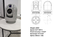 Plataforma Giratoria PTZ Esférica Marina con Estabilización Giroscópica, Zoom Óptico 30x, Telémetro Láser de 3 km para Montaje en Barco
