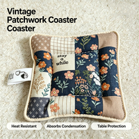 Sous-verre carré mignon et durable pour tasse à thé, tapis isolant thermique, décoration de bureau, sous-verre en céramique, sous-verre matelassé en coton moelleux