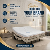 Cadre de lit électrique intelligent réglable Healthtec de type droit et séparé avec matelas