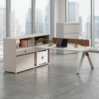 Poste de travail de bureau individuel moderne en bois avec cloison de séparation et table, ensemble de mobilier pour employés, vente en gros