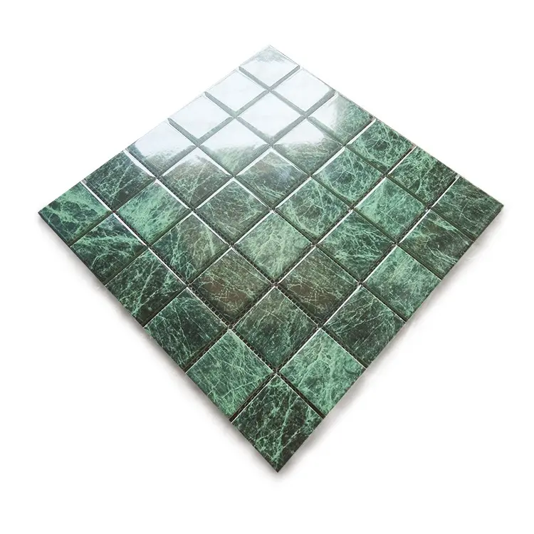 Piastrelle da parete verde nerastro per bagno pavimento in ceramica mosaico antiscivolo per piscina con vetri per pavimenti in mattoni