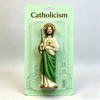 Petites statues catholiques en résine à faible MOQ, ornements de bureau, 3 pouces (8 cm), emballage PVC