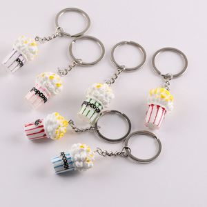Porte-clés en résine en forme de seau à popcorn 3D multicolore pour sac, étui d'écouteurs, pendentif, accessoire de bijouterie - Product Image 5