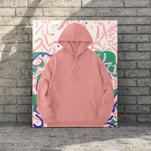 Sweat-shirt à capuche rose uni pour homme, unisexe, décontracté, col rond, avec poche kangourou - Product Image 2