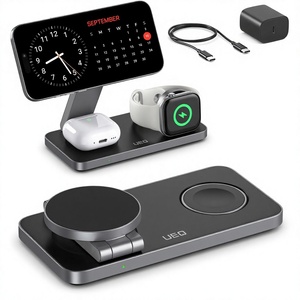 Station de charge sans fil pliable UEQ 3-en-1 à charge magnétique rapide pour <span class=keywords><strong>iPhone</strong></span> 17/16/15/<span class=keywords><strong>14</strong></span>/13/12 Series <span class=keywords><strong>Pro</strong></span> - Product Image 1
