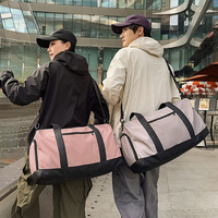 Sac de sport unisexe en jean avec séparation sec/humide, grande capacité, sac de voyage à main, compartiment à chaussures séparé, fermeture éclair extérieure