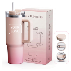 Vaso de Viaje Personalizado de Acero Inoxidable de 40 oz, de Lujo, Libre de BPA, Aislado al Vacío, con Asa, para Exteriores, con Logotipo Impreso, para Café - Product Image 1