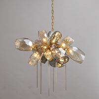 Lustre moderne créatif en acier inoxydable et verre pour salon, restaurant, décoration de duplex, luxe, cristal K9