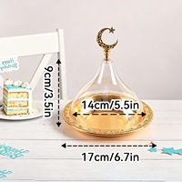 Ramadan Eid Mubarak Edelstahl-Acryl-Kuppeldeckel Lebensmittelbehälter Goldene Servierplatten für Zuhause, Party, Café, Hochzeit
