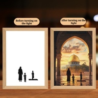 Lampe à cadre LED 4D musulmane, image de Jésus, veilleuse, murale religieuse, décoration de la maison, Ramadan, chrétien, rechargeable par USB, à intensité variable