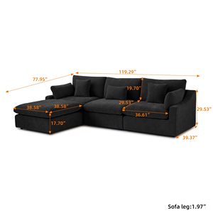 ชุดโซฟาโมดูลาร์สีดำคลาวด์ ยี่ห้อ EU VOXHOME เฟอร์นิเจอร์ทันสมัย ผ้าลินินผสม สำหรับห้องนั่งเล่น 3 4 5 6 7 ที่นั่ง - Product Image 4