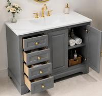 Comptoir de salle de bain moderne en pierre frittée grande taille avec miroir intelligent pour projets hôteliers et d'appartements – Étanche et durable