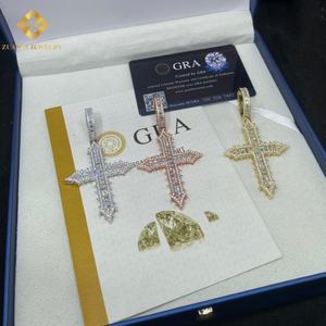 New Products Ice Out Baguette Cut Moissanite VVS <b>Cross</b> <b>Pendant</b> 925 Sterling Silver <b>Pendant</b> Pass Diamond Tester Hip Hop Style GRA - Product Image 2