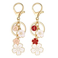 Nouvelle Tendance 2026 : Porte-clés Femme Personnalisé en Alliage de Zinc Émaillé, Forme Fleur, avec Fermoir Mousqueton et Initiale Imprimée, Motif Dessin Animé
