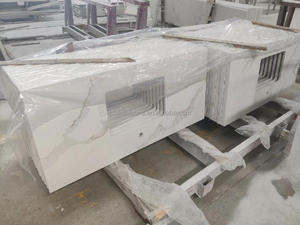 Mühendislik prefabrik beyaz yapay mermer tezgahı granit mutfak ada otel daire tuvalet yemek için - Product Image 5