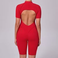 Combinaison de yoga à manches courtes avec fermeture éclair, de haute qualité, personnalisée en gros, nouvelle collection 2025, body de musculation