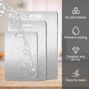 Tabla de Cortar Personalizada de Acero Inoxidable para Cocina, Verduras, Pan, Carne, Tabla de Cortar de Titanio de Doble Cara - Product Image 2