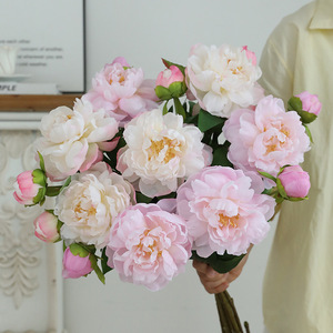 Fleur de pivoine artificielle à 2 têtes, tige de pivoine en soie artificielle de 68 cm de long, pivoines roses pour la décoration de la maison, <span class=keywords><strong>des</strong></span> mariages et <span class=keywords><strong>des</strong></span> arrangements floraux en vase - Product Image 1
