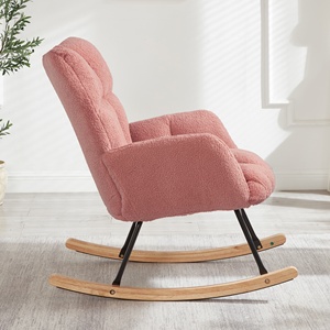 <span class=keywords><strong>Fauteuil</strong></span> à bascule inclinable moderne rose en tissu bouclé, <span class=keywords><strong>fauteuil</strong></span> lounge en tissu Teddy pour chambre d'enfant, salon, chambre à coucher, appartement, mobilier d'allaitement - Product Image 3