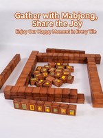 Ensemble de Mahjong Premium en Bois Massif Lati, Tuiles de Mahjong Sculptées à la Main pour Jeu de Loisirs sur Table Domestique