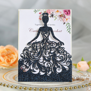 Tarjeta de Invitación con Purpurina Cortada con Láser para Guardar la Fecha del 16 y 18 de Enero, Tarjeta de Invitación para el Día de San Valentín, Chica Hermosa y Tarjetas de Invitación de Cumpleaños - Product Image 6
