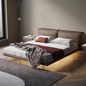 Ý Ánh Sáng Sang Trọng Nổi Giường Đôi Hiện Đại Thiết Kế Tối Giản Lưu Trữ Nữ Hoàng Kích Thướ<span class=keywords><strong>c</strong></span> Gỗ Thông Kim Loại Sofa Giường Mềm Bằng Gỗ Kim Loại - Product Image 1