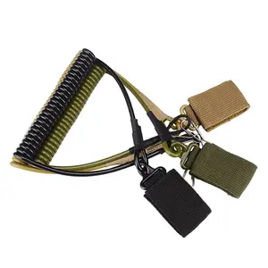 手电筒电子设备多用途紧固件战术钥匙扣钢丝安全吊带弹性盘绕挂绳