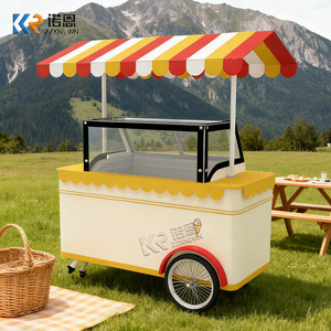 Carretto Mobile per Snack con Griglia, Trolley a Spinta per Hot Dog e Gelati con Congelatore, Carretto Ambulante per Gelati - Product Image 3
