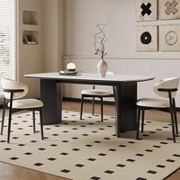 Ensemble de table à manger moderne en bois massif et dalles de pierre pour mobilier de maison salon pliable pour 6 places