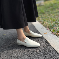 Nouveaux Mocassins Femme en Cuir de Vachette 622-3, Chaussures Plates à Bout Carré, Style Britannique en Cuir Véritable
