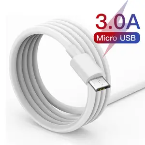 Cable de datos Micro Usb para Samsung, Cable de carga rápida de 1M, 2M, 3M, color blanco, duradero, 4 cables, venta al por mayor